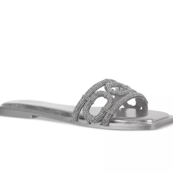 INC International Concepts Womens Hannah Slide Sandals in Silver Crystal 8 - Picture 1 of 8